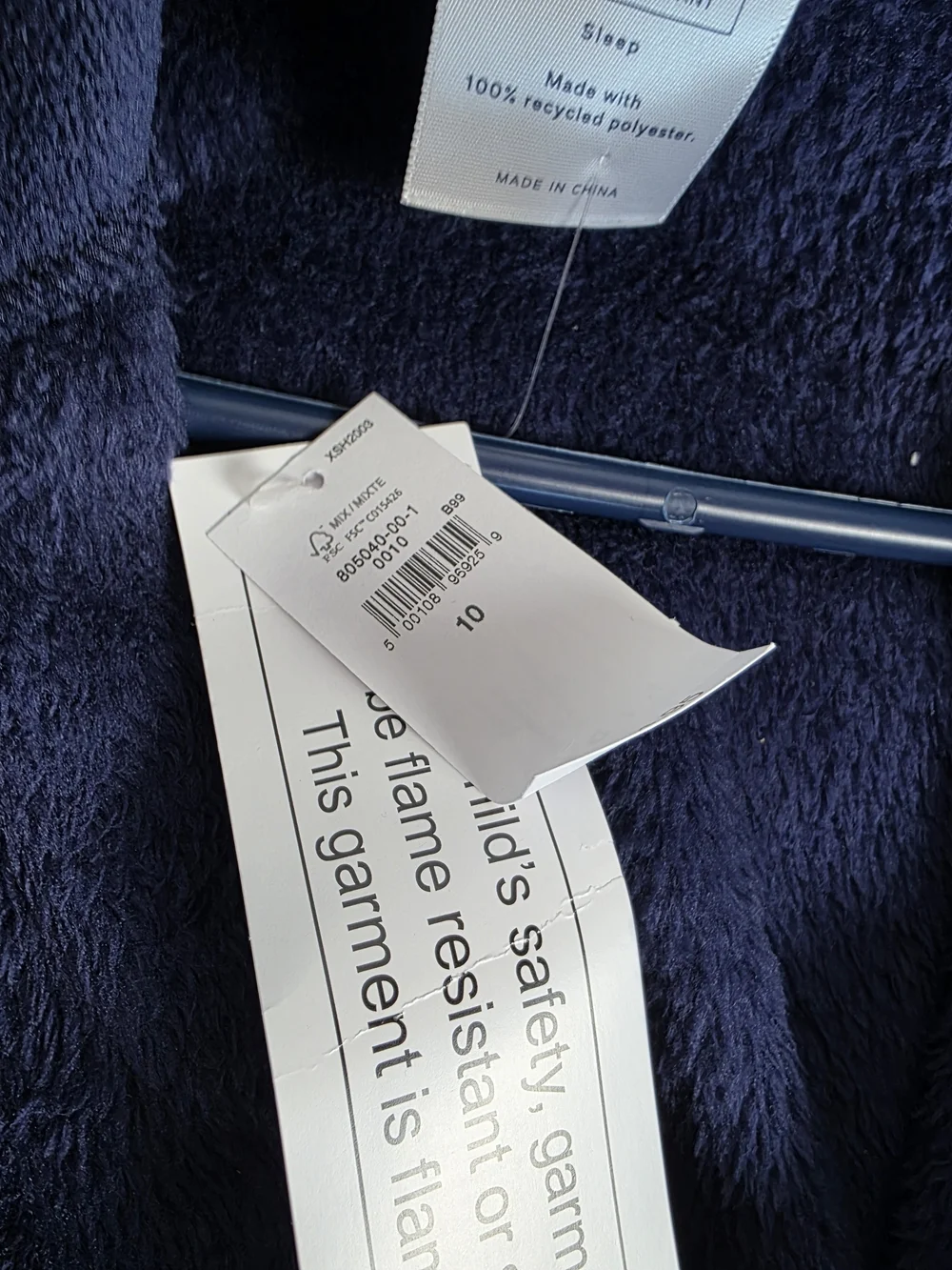 GAP Kids NWT Navy Hooded Bath Robe Size 10 Flame Resistant